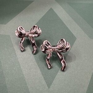 Elegant Silver Bow Earrings
